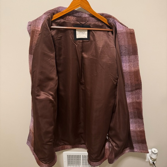NWT! Lucky Brand Rust and Pink Plaid Brushed Fleece Shacket, Size XL - Picture 14 of 15